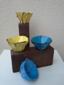 Bols jaunes bleus pascale elghozi sculpture